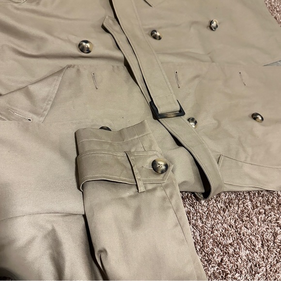 ASOS NEW CREAM TANNED TRENCH COAT SIZE 4 WITH BELT AND SIDED POCKETS - Picture 8 of 12